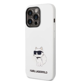 Karl Lagerfeld silikonové pouzdro Choupette pro iPhone 14 Pro Max - bílé