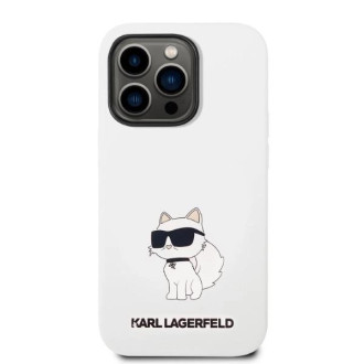 Karl Lagerfeld silikonové pouzdro Choupette pro iPhone 14 Pro Max - bílé
