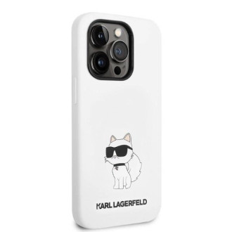 Karl Lagerfeld silikonové pouzdro Choupette pro iPhone 14 Pro Max - bílé