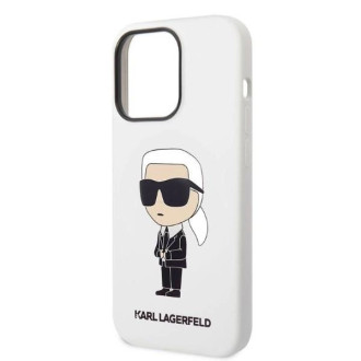 Karl Lagerfeld silikonový obal Ikonik pro iPhone 14 Pro Max - bílý