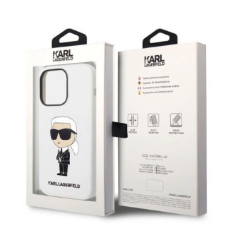 Karl Lagerfeld silikonový obal Ikonik pro iPhone 14 Pro Max - bílý