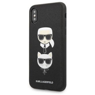 Karl Lagerfeld Saffiano Karl&amp;Choupette Head case pro iPhone X/XS - černý