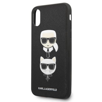 Karl Lagerfeld Saffiano Karl&amp;Choupette Head case pro iPhone X/XS - černý