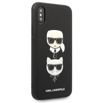 Karl Lagerfeld Saffiano Karl&amp;Choupette Head case pro iPhone X/XS - černý