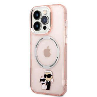 Karl Lagerfeld Iconic Karl&amp;Choupette MagSafe pouzdro pro iPhone 14 Pro - růžové