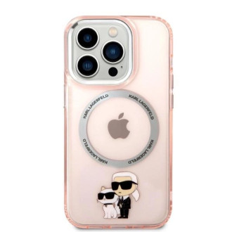 Karl Lagerfeld Iconic Karl&amp;Choupette MagSafe pouzdro pro iPhone 14 Pro - růžové