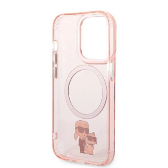 Karl Lagerfeld Iconic Karl&amp;Choupette MagSafe pouzdro pro iPhone 14 Pro - růžové