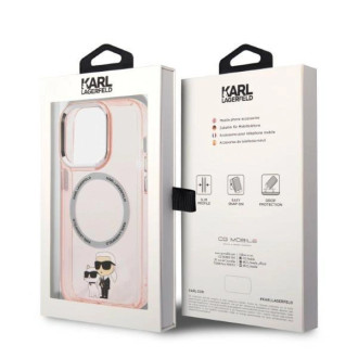 Karl Lagerfeld Iconic Karl&amp;Choupette MagSafe pouzdro pro iPhone 14 Pro - růžové
