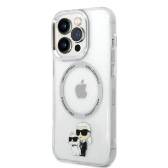 Karl Lagerfeld Iconic Karl&amp;Choupette MagSafe pouzdro pro iPhone 14 Pro - průhledné