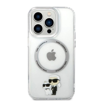Karl Lagerfeld Iconic Karl&amp;Choupette MagSafe pouzdro pro iPhone 14 Pro - průhledné