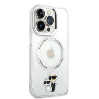 Karl Lagerfeld Iconic Karl&amp;Choupette MagSafe pouzdro pro iPhone 14 Pro - průhledné