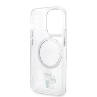 Karl Lagerfeld Iconic Karl&amp;Choupette MagSafe pouzdro pro iPhone 14 Pro - průhledné
