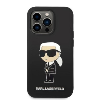 Karl Lagerfeld silikonové pouzdro Ikonik MagSafe pro iPhone 14 Pro - černé