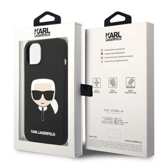 Karl Lagerfeld Silikonové pouzdro Karl&#39;s Head MagSafe pro iPhone 14 Plus - černé