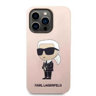 Karl Lagerfeld Silikonový obal Ikonik MagSafe pro iPhone 14 Pro Max - růžový