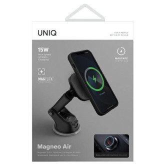Uniq Magneo držák do auta s indukční nabíječkou do kokpitu/okna - šedý