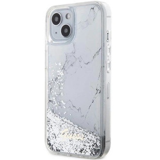 Pouzdro Guess Liquid Glitter Marble pro iPhone 14 - bílé