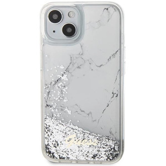 Pouzdro Guess Liquid Glitter Marble pro iPhone 14 - bílé