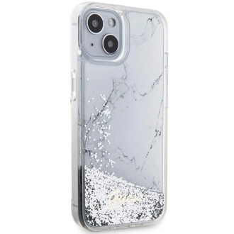 Pouzdro Guess Liquid Glitter Marble pro iPhone 14 - bílé
