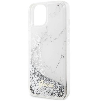 Pouzdro Guess Liquid Glitter Marble pro iPhone 14 - bílé