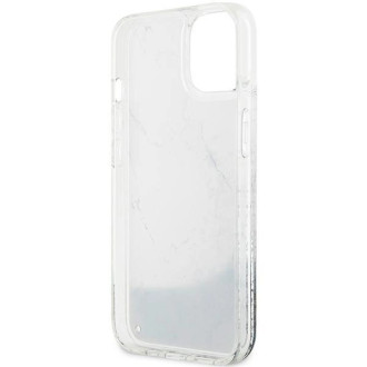 Pouzdro Guess Liquid Glitter Marble pro iPhone 14 - bílé