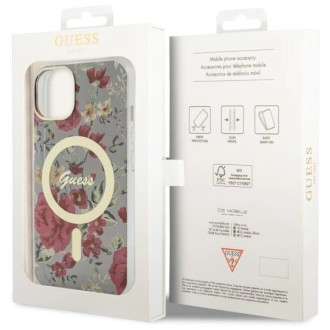 Pouzdro Guess Flower MagSafe pro iPhone 14 - zelené