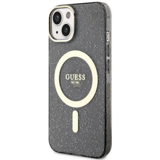 Guess Glitter Gold MagSafe pouzdro pro iPhone 14 - černé