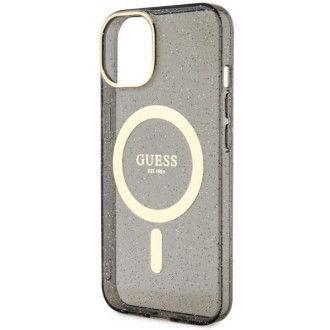 Guess Glitter Gold MagSafe pouzdro pro iPhone 14 - černé