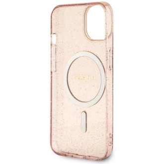 Guess Glitter Gold MagSafe pouzdro pro iPhone 14 - růžové