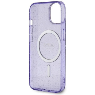 Guess Glitter Gold MagSafe pouzdro pro iPhone 14 - fialové