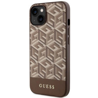 Pouzdro Guess GCube Stripes MagSafe pro iPhone 14 - hnědé