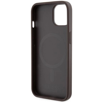Pouzdro Guess GCube Stripes MagSafe pro iPhone 14 - hnědé