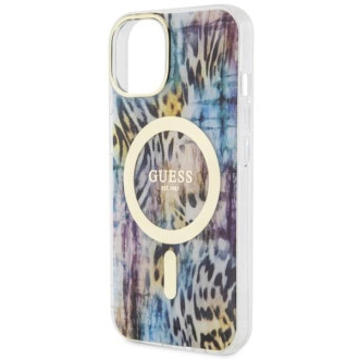 Pouzdro Guess Leopard MagSafe pro iPhone 14 - modré