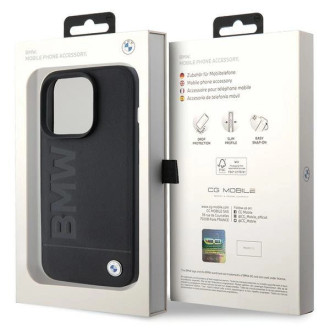 Pouzdro BMW MagSafe Leather Hot Stamp pro iPhone 15 Pro - černé