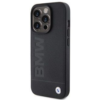 Pouzdro BMW MagSafe Leather Hot Stamp pro iPhone 15 Pro Max - černé