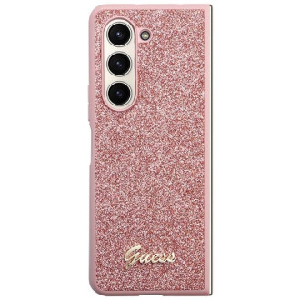 Pouzdro Guess Glitter Script pro Samsung Galaxy Z Fold 5 - růžové