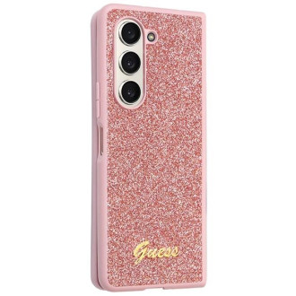 Pouzdro Guess Glitter Script pro Samsung Galaxy Z Fold 5 - růžové