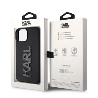 Pouzdro Karl Lagerfeld 3D Rubber Glitter Logo pro iPhone 15 Plus - černé
