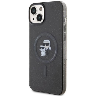Karl Lagerfeld Karl&amp;Choupette Glitter MagSafe pouzdro pro iPhone 15 Plus - černé