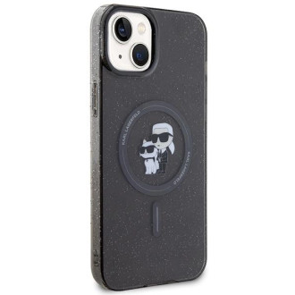 Karl Lagerfeld Karl&amp;Choupette Glitter MagSafe pouzdro pro iPhone 15 Plus - černé