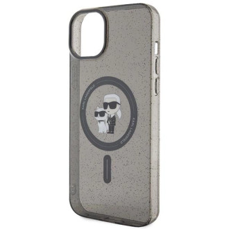 Karl Lagerfeld Karl&amp;Choupette Glitter MagSafe pouzdro pro iPhone 15 Plus - černé