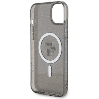 Karl Lagerfeld Karl&amp;Choupette Glitter MagSafe pouzdro pro iPhone 15 Plus - černé