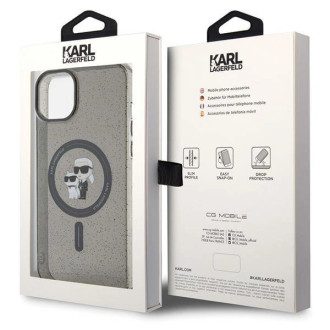 Karl Lagerfeld Karl&amp;Choupette Glitter MagSafe pouzdro pro iPhone 15 Plus - černé
