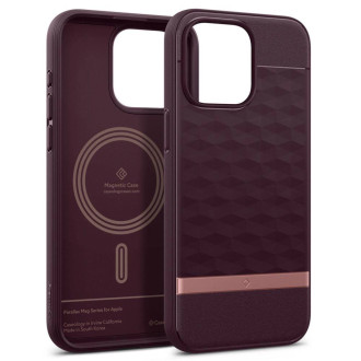 Pouzdro Caseology Parallax Mag s MagSafe pro iPhone 15 Pro Max - vínové