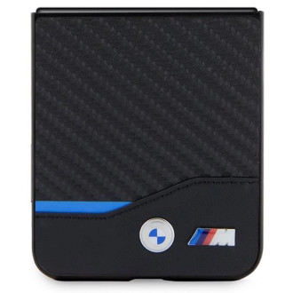 BMW Kožené karbonové pouzdro pro Samsung Galaxy Z Flip 5 - černé