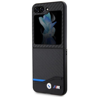 BMW Kožené karbonové pouzdro pro Samsung Galaxy Z Flip 5 - černé