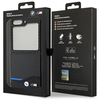 BMW Kožené karbonové pouzdro pro Samsung Galaxy Z Flip 5 - černé