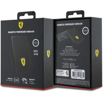 Powerbanka Ferrari Metal Logo MagSafe 15W 5000mAh - černá