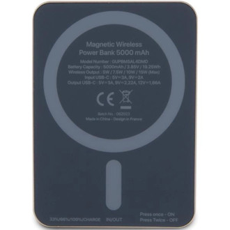 Indukční power banka Guess MagSafe Metal Script Logo 15W 5000mAh - zlatá
