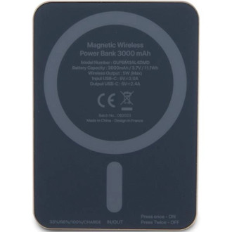 Indukční power banka Guess MagSafe 4G Strassed Metal Logo 5W 3000mAh - zlatá